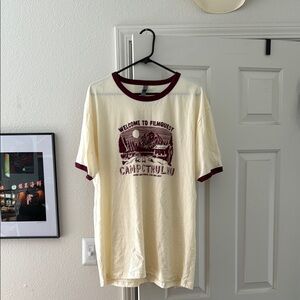 Film Quest “Camp Cthulhu Apparel Cream and Red Short Sleeve Tee